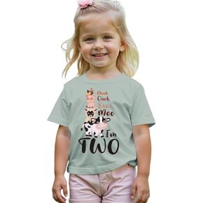 2nd Birthday Farm Shirt Toddler Baby Boy Girl Cute I'm Two Animals Graphic T-Shirt Summer Cow Short Sleeve Tee Tops