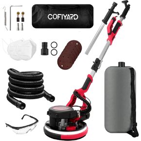 Drywall Sander,1250W Electric Drywall Sander with Vacuum Dust Collector,7 Variable Speed LED Light 900-1800RPM Ceiling Sander,Foldable & Extendable Handle Ceiling Popcorn Removal Tool