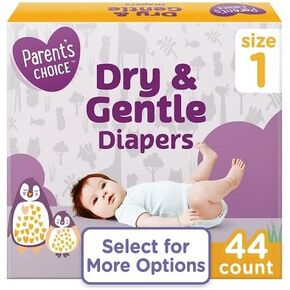 Parents Choice Dry & Gentle Diapers Size 1, 44 Count