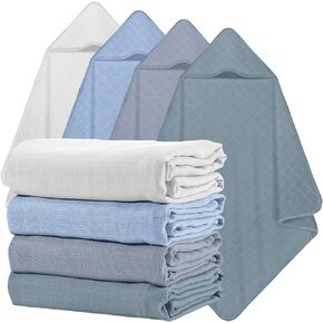 Preboun 4 PCS Muslin Rooded Baby مناشف الأطفال ، 32 "× 32" من منشفة حمام الحمام المولود حديثًا للقطن.