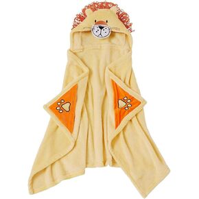 Lion Hooded Bath Towel – Soft & Cozy 50" x 25" Plush Towel for Baby, Newborn, Toddler & Infant, Machine Washable, Golden Yellow