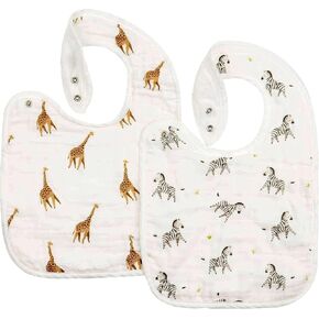 Bamboo Little Bamboo Viscose Baby Bib Set (2-pack), Giraffe & Zebra - 70% viscose made from bamboo, 30% cotton muslin, Imported