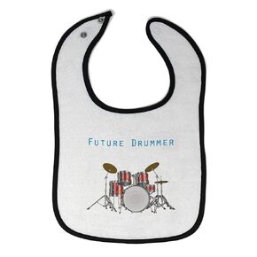Toddler & Baby Bibs Burp Cloths Profession Future Drummer Drum Set Profession Cotton Baby Items for Baby Girl & Boy White Design Only