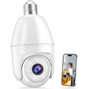 كاميرا أمان المصباح الكهربائي -5G و 2.4 جيجا هرتز 5MP HD WIFI 6 Home Baby Monitor ، كاميرات أمنية داخلية لاسلكية داخلية ، رؤية ليلية ، صوتي ثنائي الاتجاه ، اكتشاف PIR Mothion والتنبيهات ، يعمل مع Alexa (White)