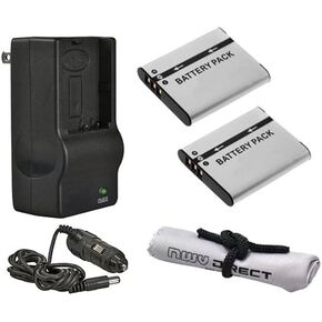 High Capacity Batteries (2 Units) + AC/DC Travel Charger Compatible with Sony Cyber-Shot DSC-W330 + Krusell Multidapt Neck Strap (Black Finish)