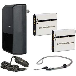 High Capacity Batteries (2 Units) + AC/DC Travel Charger Compatible with Nikon S620 + Krusell Multidapt Neck Strap (Black Finish)