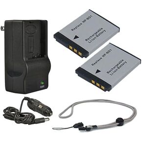 High Capacity Batteries (2 Units) + AC/DC Travel Charger Compatible with Canon PowerShot SD880 is + Krusell Multidapt Neck Strap (Black Finish)