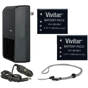 High Capacity Batteries (2 Units) + AC/DC Travel Charger Compatible with Fujifilm X-S1 + Krusell Multidapt Neck Strap (Black Finish)