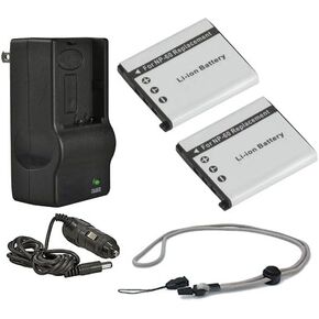 High Capacity Batteries (2 Units) + AC/DC Travel Charger Compatible with Panasonic Lumix DMC-LX7 + Krusell Multidapt Neck Strap (Black Finish)