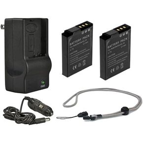 High Capacity Batteries (2 Units) + AC/DC Travel Charger Compatible with Canon PowerShot SX30 is + Krusell Multidapt Neck Strap (Black Finish)