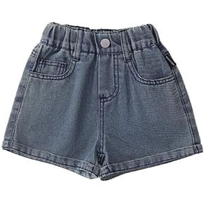 Toddler Kids Denim Shorts High Waisted Soft Jeans Short Stretch Waistband for Boys Girls Summer Casual