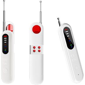 ESIMEN ترقية مخفية للكشف عن الكشف عن الكشف عن جهاز الكشف عن GPS/الكشف عن الأخطاء/RF الماسح الضوئي مع تنبيه الاهتزاز التلقائي والرؤية الليلية ، مكتشف الكاميرا المضادة للتجسس للفندق/المنزلية/المراحيض/السيارة (أبيض)
