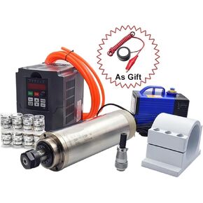 Engraving 2.2kw ER20 Water Cooled Spindle Kit Water Cooling Spindle 220V/380V Inverter 80mm Spindle Bracket 80w Water Pump Accessories(3pcs Steel Bearing,220V)