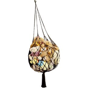 محشو بتخزين الحيوانات زاوية شنقا صافي حيوانات حيوان أرجوحة Macrame Display Plush Toy Holder for Kid Bedroom Decor Boho Playroom Playrizer (Cream) in Kuwait