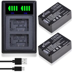 DMW-BMB9 DMW-BMB9E DMW-BMB9PP Battery and LED Dual Charger Compatible with Panasonic Lumix DMC-FZ40K,FZ45K, FZ47K,FZ48K,FZ60,FZ70,FZ100,FZ150