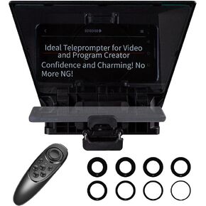 FEELWORLD TP10 Portable 10-inch Folding Teleprompter Supports up to 11" Smartphone/Tablet Prompting Smartphone DSLR Shooting with Remote Control & Lens Adapter
