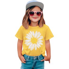 Ritatte Toddler Girl Flower Shirt لطيف Daisy Flower Graphic T-Shirt Kids Boho Wildflower Short Short