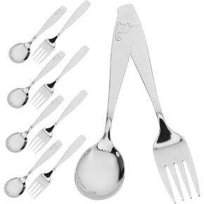 5 Sets Utensil Forks Spoons with Ergonomic Dinosaur Handle Dishwasher Safe Feeding Tools for Safe and Easy Independent Eating