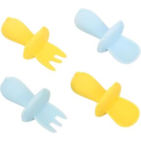 2pcs 2 Training Spoons and Forks Food Grade Utensils Safe and Bendable Design for Dining for Self Feeding Practice
