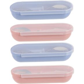 YARNOW 2 Sets Fork Spoon Tableware for Storage Boxes Safe Lightweight Stainless Steel Plastic Handle for Self Feeding Easy Cleaning