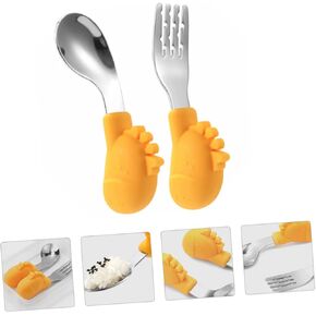 Yardwe 1 Set Adorable Forks and Spoons Food Grade Utensils with Storage Container for Feeding and Dishwasher for Weaning