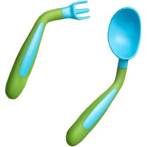 BESPORTBLE 1 Set Lightweight Utensils Fork Spoon for Easy to Clean Feeding Training Tableware Blue Green Safe Tpe Materials Flexible Design