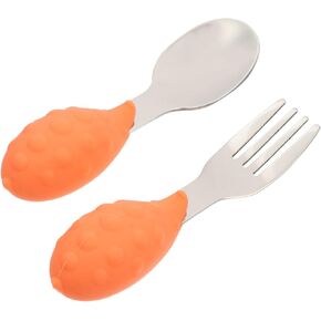 VANZACK 1 Set Stainless Steel Spoon Fork Tableware with Non Slip Design Safe Silicone Steel Utensils for Odor Dining Essentials for Boy Girl