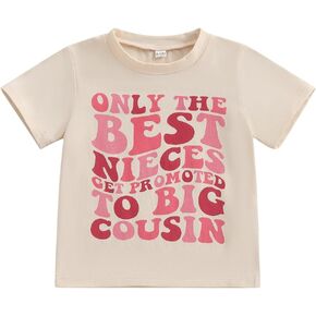 Big Cousin Shirt for Toddler Boys Girls Only The Best Nieces/Nephews Get Promoted to Big Cousin T-Shirt Top