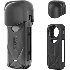Silicone Protective Case with Lens Cap for Insta360 X5 Accessories,Comprehensive Protection Waterproof & Dustproof Lightweight (Black)