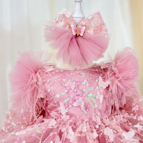 klfflgid طفل زهرة فتاة الفتاة فستان الفراشة مطرزة الترتر الدانتيل الدانتيل in Kuwait