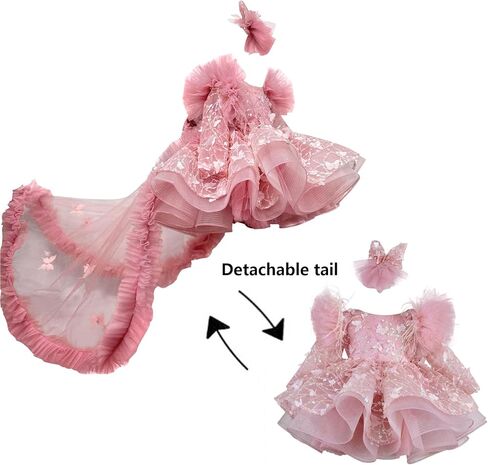 klfflgid طفل زهرة فتاة الفتاة فستان الفراشة مطرزة الترتر الدانتيل الدانتيل in Kuwait