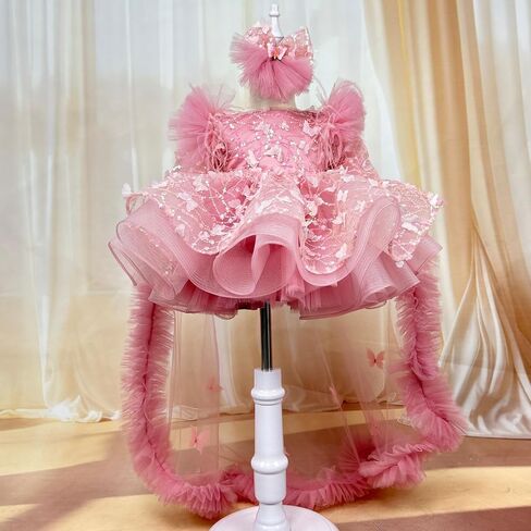 klfflgid طفل زهرة فتاة الفتاة فستان الفراشة مطرزة الترتر الدانتيل الدانتيل in Kuwait