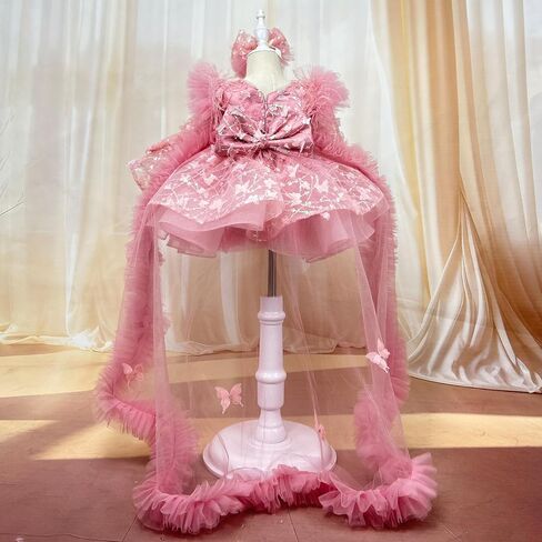 klfflgid طفل زهرة فتاة الفتاة فستان الفراشة مطرزة الترتر الدانتيل الدانتيل in Kuwait