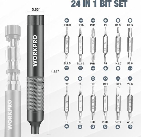 WORKPRO 24-in-1 Precision Screwdriver, Pen Style Multi-Bit Screwdriver, Glasses Screwdriver with S2 Steel Small Screwdriver Bits, Ideal for Eyeglass, Watch, Laptop, Phone, Jewelry and Electronic, Blue in Kuwait