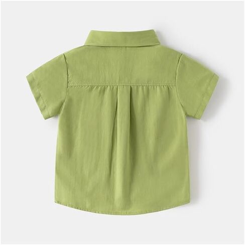 Toddler Baby Boys Solid Color Short Sleeve Polo Shirt Cute Dinosaur Print Button Down Tops in Kuwait