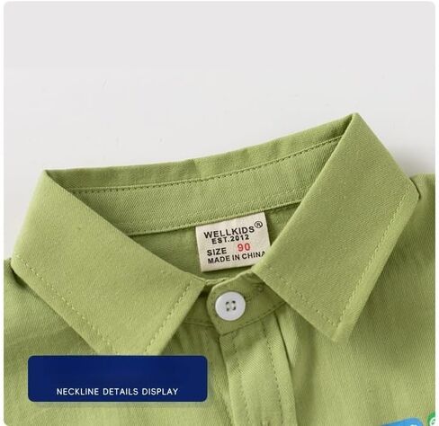 Toddler Baby Boys Solid Color Short Sleeve Polo Shirt Cute Dinosaur Print Button Down Tops in Kuwait