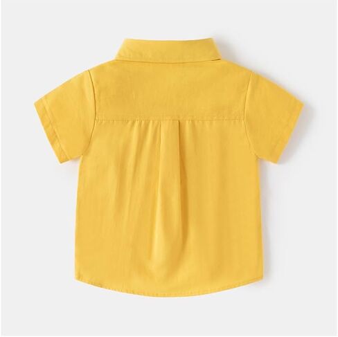 Toddler Baby Boys Solid Color Short Sleeve Polo Shirt Cute Dinosaur Print Button Down Tops in Kuwait
