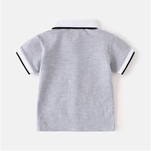Irsutey Toddler Baby Boys Casual Color Block Short Sleeve T-Shirt Cute Little Bear Embroidered Button Polo Shirt in Kuwait