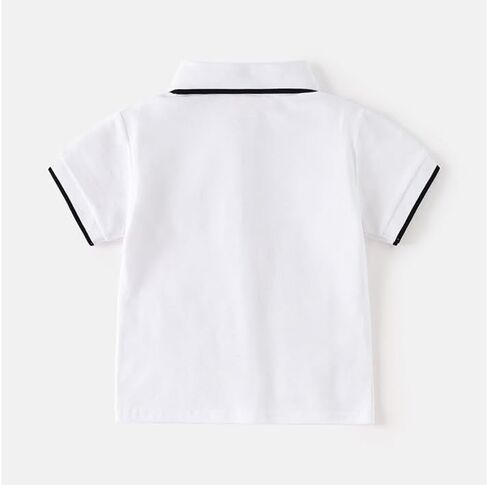 Irsutey Toddler Baby Boys Casual Color Block Short Sleeve T-Shirt Cute Little Bear Embroidered Button Polo Shirt in Kuwait