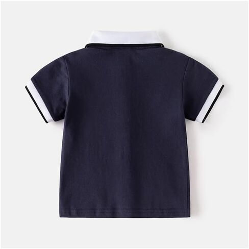 Irsutey Toddler Baby Boys Casual Color Block Short Sleeve T-Shirt Cute Little Bear Embroidered Button Polo Shirt in Kuwait