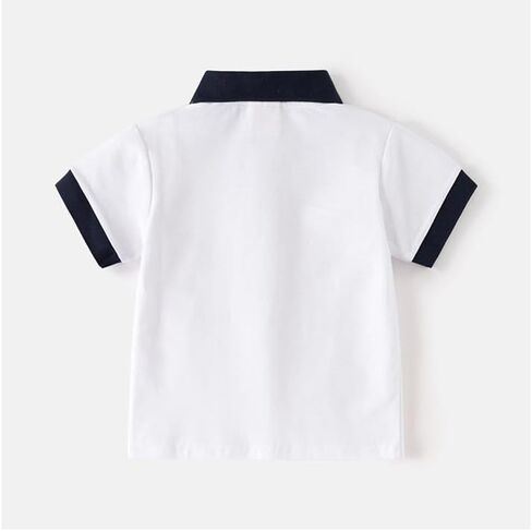Irsutey Toddler Baby Boys Casual Label Color Block Shirt Sleeve Thirt Button Button Polo Shirt in Kuwait