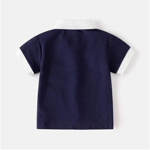 Irsutey Toddler Baby Boys Casual Label Color Block Shirt Sleeve Thirt Button Button Polo Shirt in Kuwait