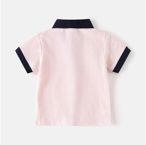 Irsutey Toddler Baby Boys Casual Label Color Block Shirt Sleeve Thirt Button Button Polo Shirt in Kuwait