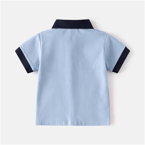 Irsutey Toddler Baby Boys Casual Label Color Block Shirt Sleeve Thirt Button Button Polo Shirt in Kuwait