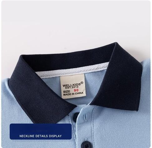 Irsutey Toddler Baby Boys Casual Label Color Block Shirt Sleeve Thirt Button Button Polo Shirt in Kuwait