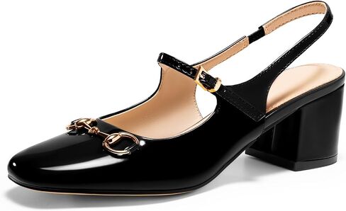 PiePieBuy Womens Slingback Chunky Heels Mary Jane Shoes Slip On Buckle Strap Dress Shoes Closed Round Toe Pumps in Saudi Arabia