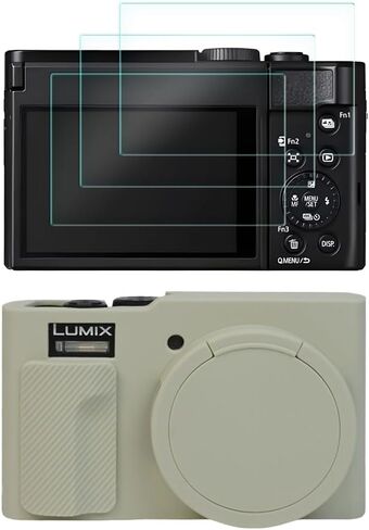 Screen Protector Compatible for Panasonic Lumix ZS99 Digital Camera,Tempered Glass Film Anti-Scratch High Definition and Soft Silicone Case (lumix zs99 BL) in Kuwait