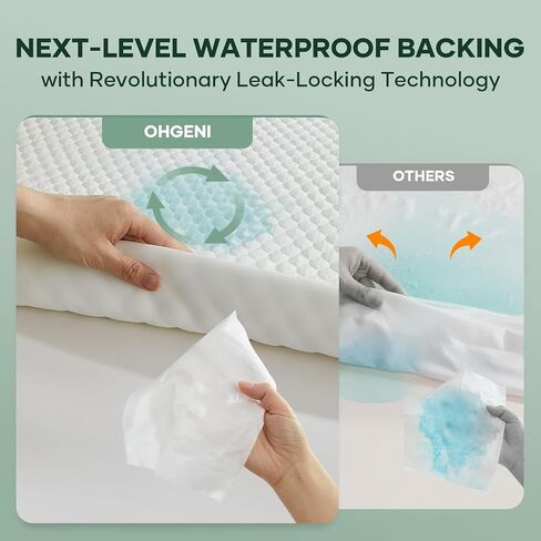 OhGeni 100% Waterproof Mattress Protector, Twin Size Mattress Pad, Fits 6"-20" Mattresses with Deep Pocket, Cooling, Breathable Fitted Sheets, Soft Bed Cover, Noiseless, Machine Washable in Saudi Arabia