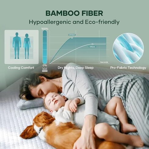 OhGeni 100% Waterproof Mattress Protector, Twin Size Mattress Pad, Fits 6"-20" Mattresses with Deep Pocket, Cooling, Breathable Fitted Sheets, Soft Bed Cover, Noiseless, Machine Washable in Saudi Arabia