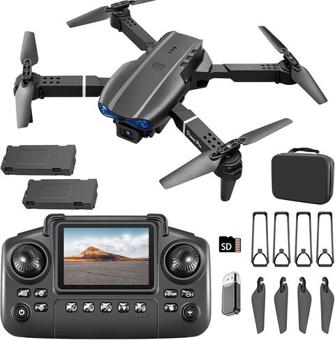 E99 Drone with Screen Controller, Two-batteries, Altitude Hold, One Key Take Off/Landing, Active Obstacle Avoidance. with Black Outdoor Carrying Case. (Black - 2 batteries) in Kuwait